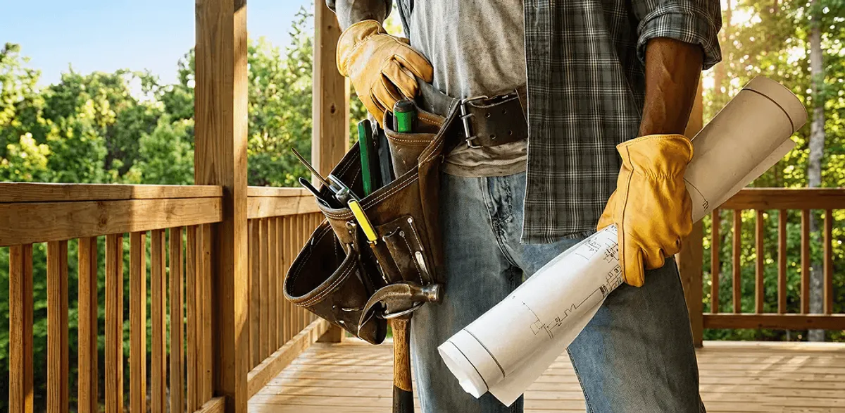Professional handyman with tool belt ready for home repairs in Portland, OR